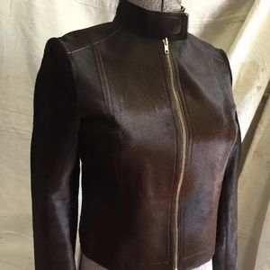 Theory brown cowhide jacket